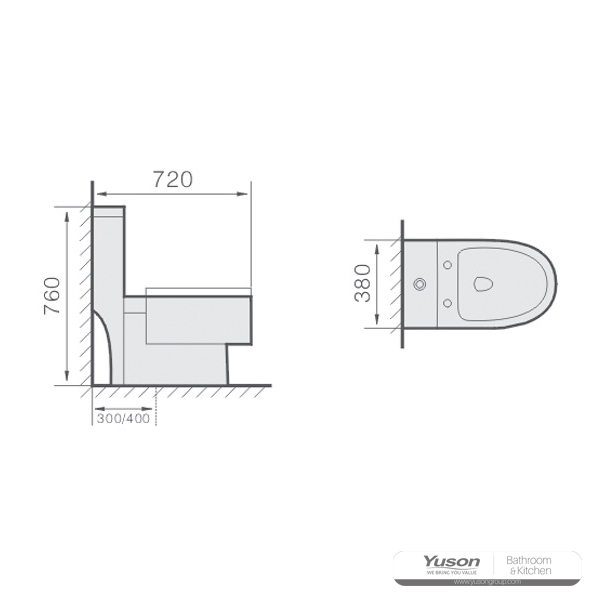 YS24245	One piece ceramic toilet, siphonic;