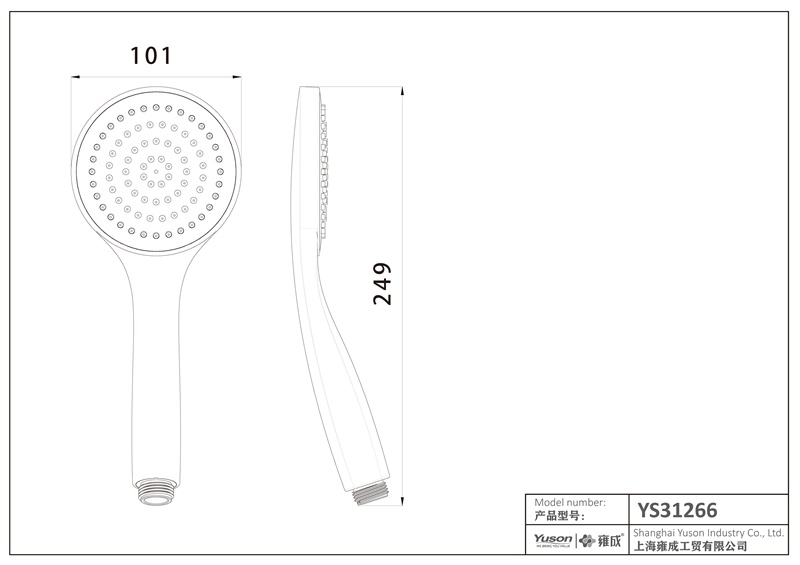 YS31267C Ручной душ из АБС-пластика, мобильный душ, сертифицирован ACS;