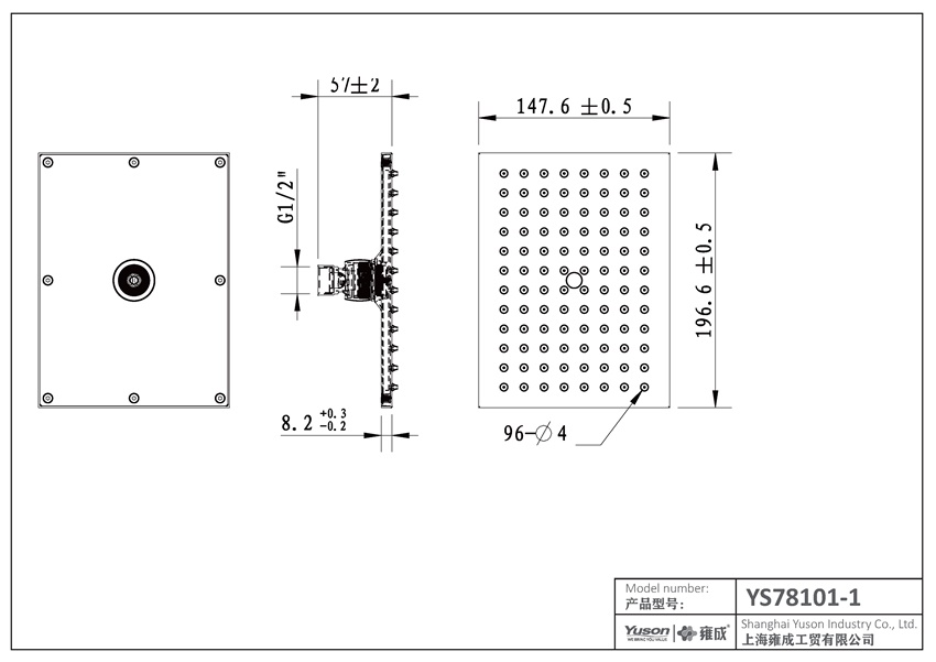 YS78101-1	Brass shower head, rain shower head;