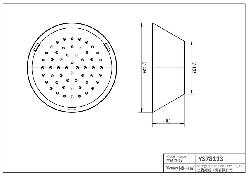 YS78113	Brass shower head, rain shower head;