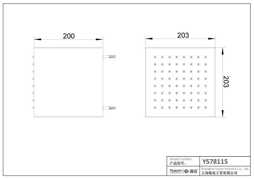 YS78115	SUS304 shower head, rain shower head, cube design;