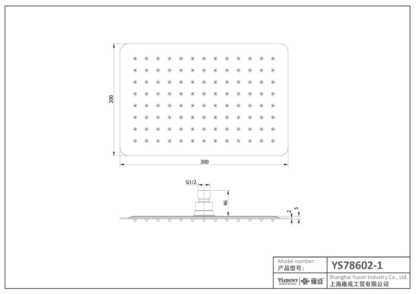 YS78602-1	SUS304 ultra-thin 2mm  shower head, rain shower head;