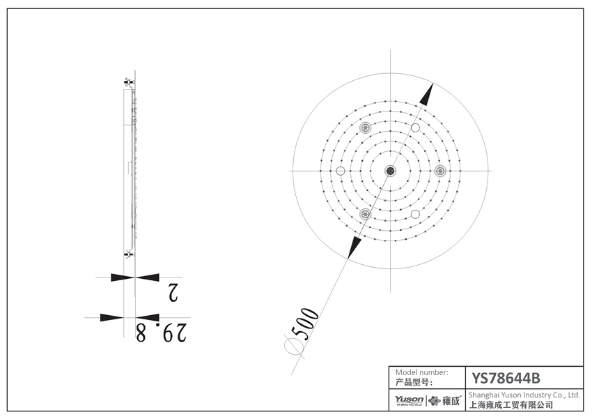 YS78644	SUS304 rain shower head, 3-function with aerator, ceiling-mounted;