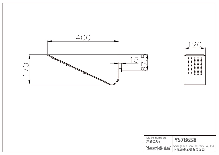 YS78658	SUS304 ceiling-mounted rain shower head;