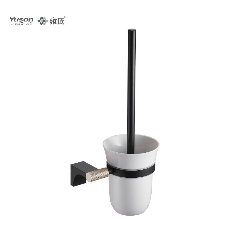 12490 Sleek Bathroom accessories, Toilet Brush with Frosted/Tempered Glass cup,Zinc/Brass/SUS Toilet Brush, wall- mounted(Series 12400)