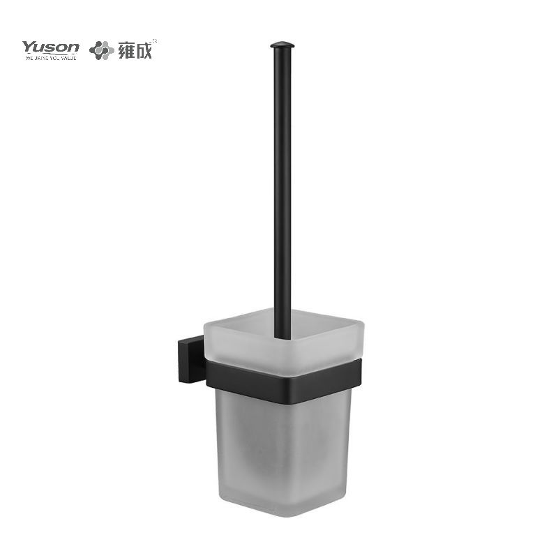 13490 Sleek Bathroom accessories, Toilet Brush with Frosted/Tempered Glass cup,Zinc/Brass/SUS Toilet Brush, wall- mounted(Series 13400)