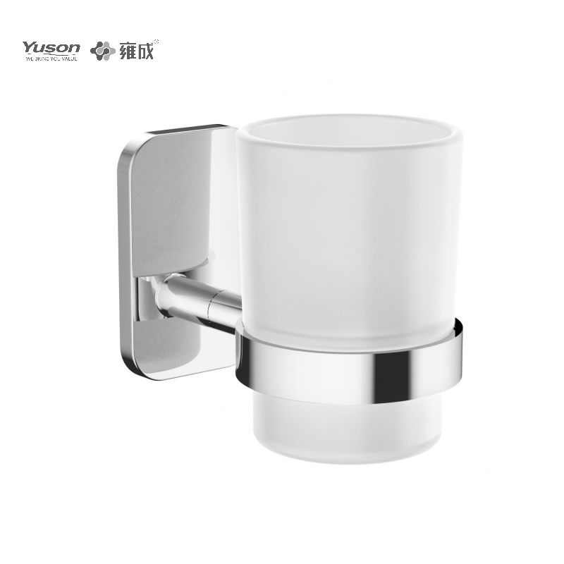 25484 Sleek Bathroom accessories, Tumbler holder, with Frosted/Tempered Glass cup,Zinc/Brass/SUS Tumbler holder, wall- mounted(Series 25400)