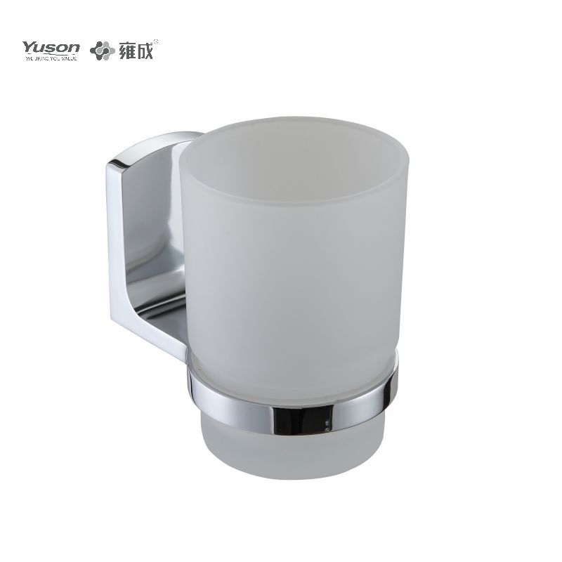 25584 Sleek Bathroom accessories, Tumbler holder, with Frosted/Tempered Glass cup,Zinc/Brass/SUS Tumbler holder, wall- mounted(Series 25500)