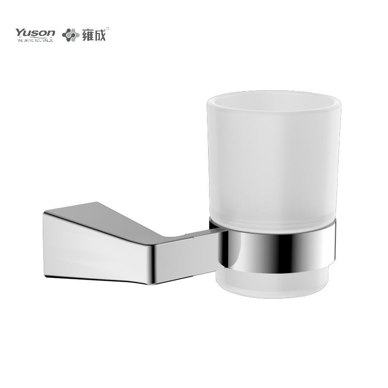 25884 Sleek Bathroom accessories, Tumbler holder, with Frosted/Tempered Glass cup,Zinc/Brass/SUS Tumbler holder, wall- mounted(Series 25800)