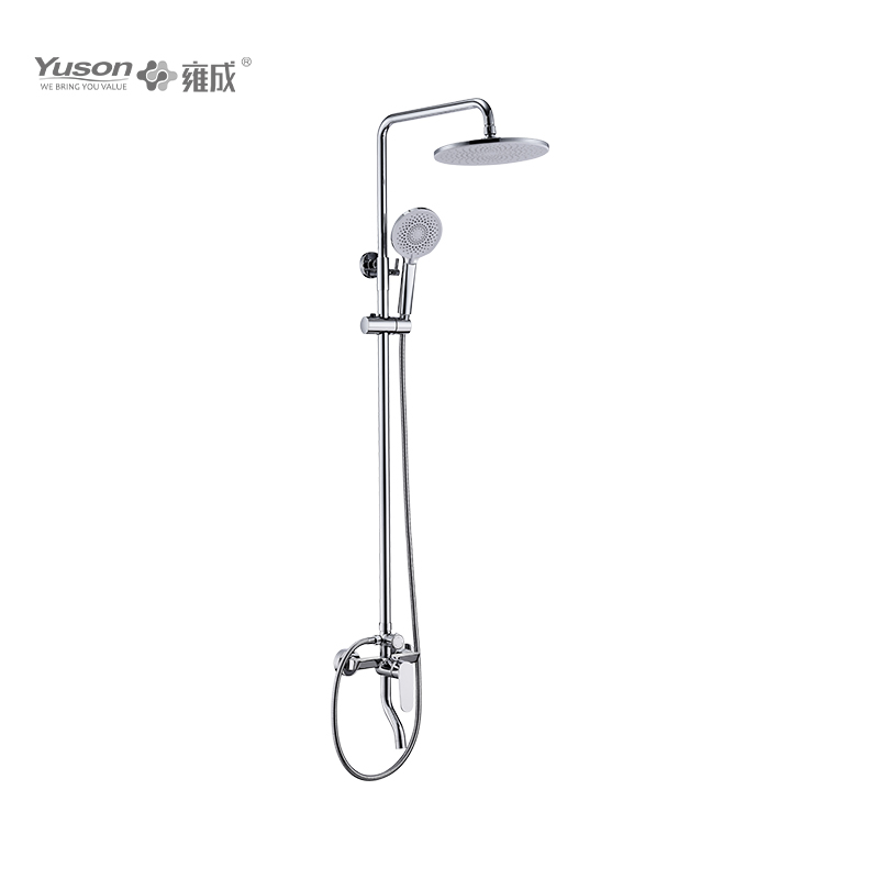 2027-11K1 Brass wall-mounted single lever hot&cold water shower set with rain showerhead 